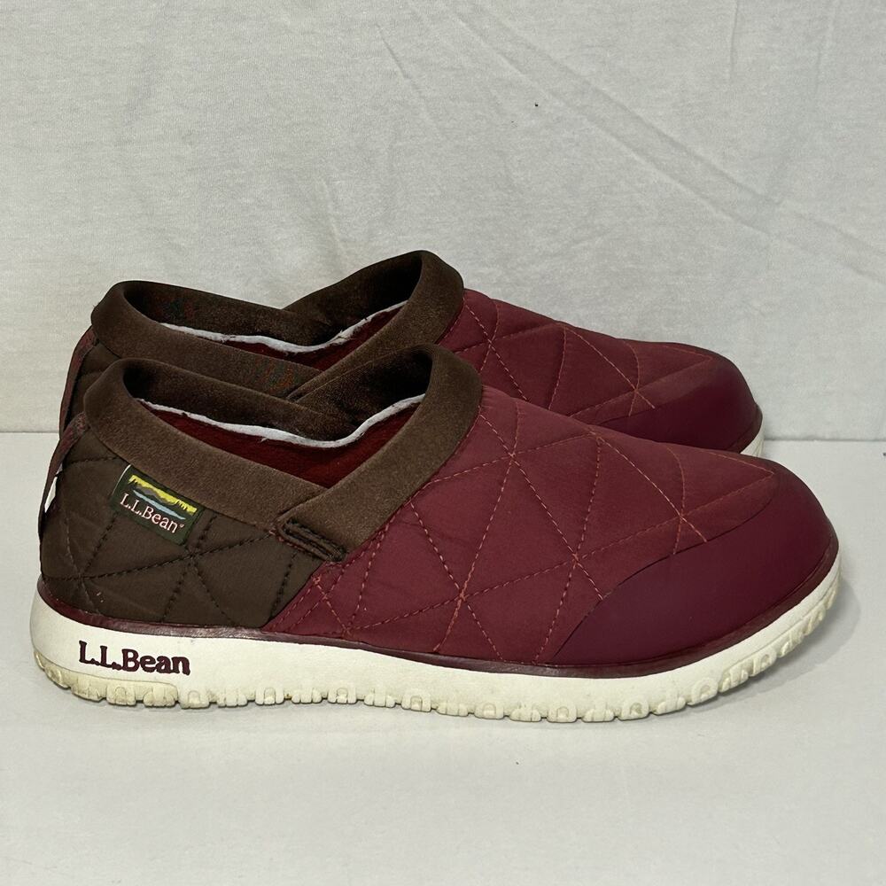 LL Bean Ultralight PrimaLoft Womens Size 7 Waterproof Burgundy Slip On Shoes